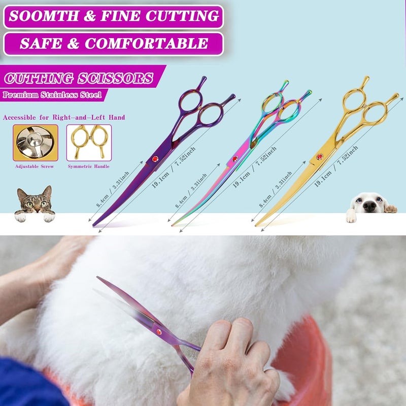 sumcoo Dog Grooming Scissors Premium Stainless Steel Curved Hair Cutting Scissors for Dogs & Cats (Purple) - Image 4